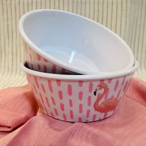 Melamine Flamingo Print Bowls - Set of 2